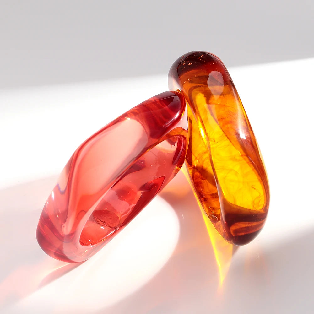Acrylic Resin Bangle Bracelet, Trendy Chunky Statement Jewelry for Women