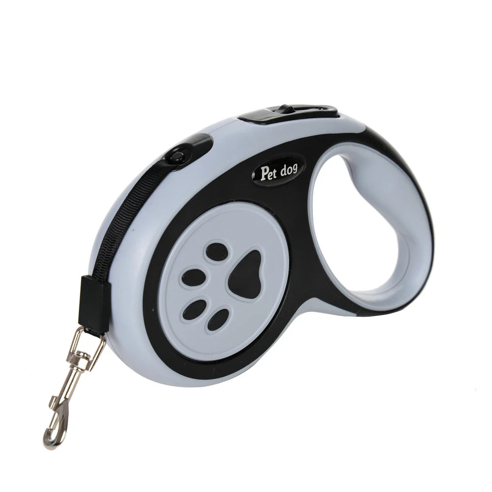 Retractable dog leash on a white background