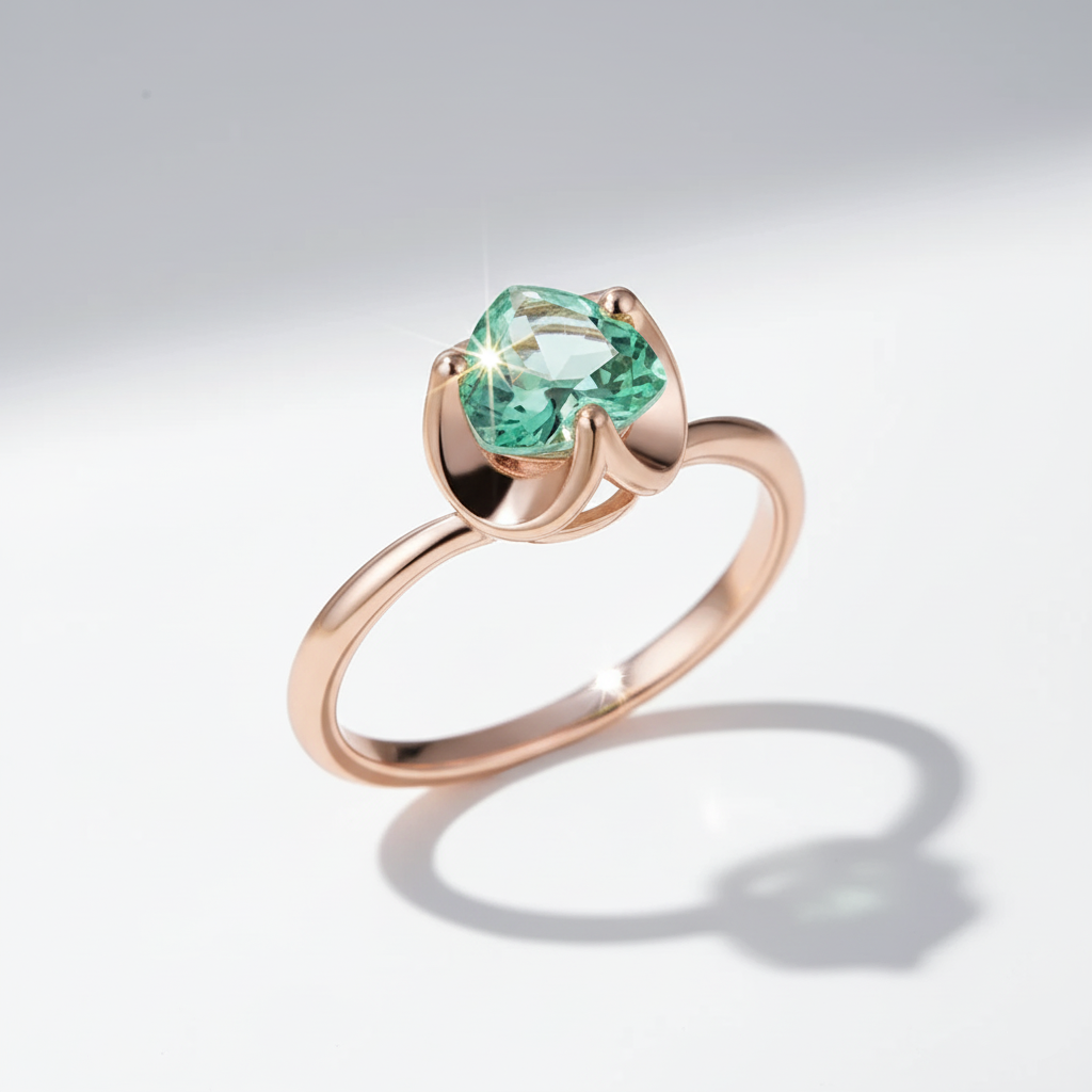 The Verdant Heart Solitaire | Green Zircon Rose Gold Ring