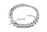 Silver chain collar with labeled features on a white background