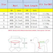 Size chart for dog coats with measurements in centimeters and inches, and weight ranges.