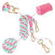 Colorful braided keychain with gold carabiner on a white background