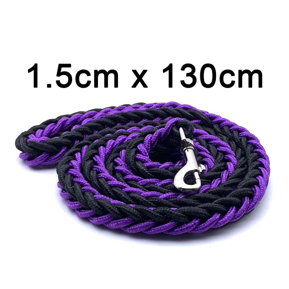 Black and purple braided leash with a metal clip on a white background, branded 'PetCloud'.