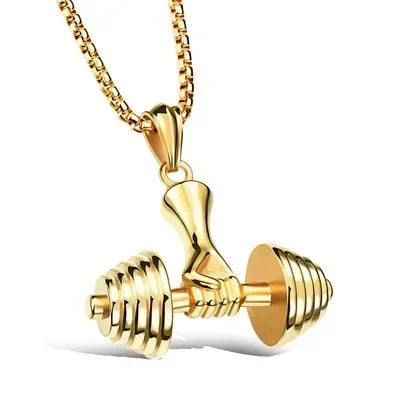 The Barbell Gripper Pendant | Dumbbell Hand Necklace
