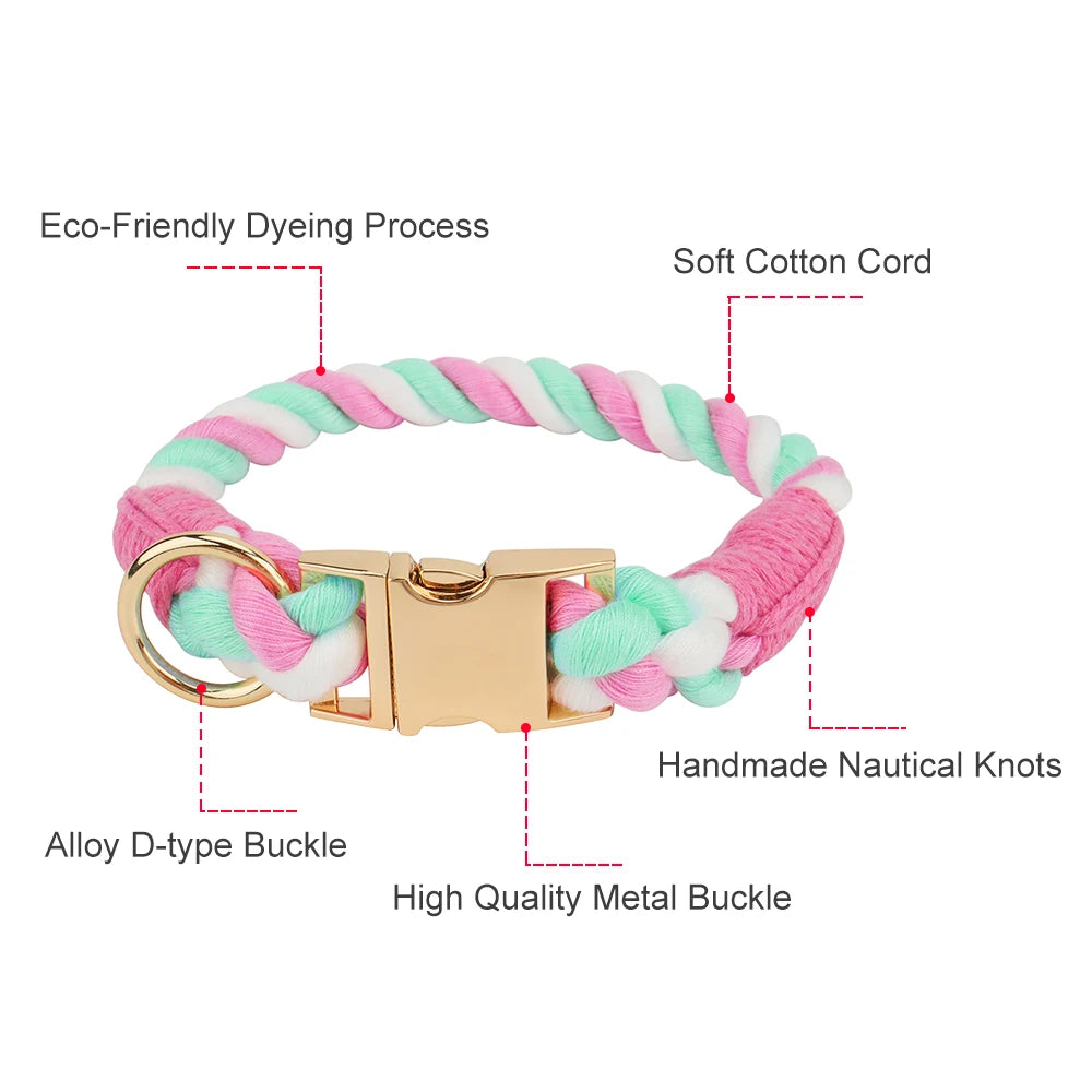 Colorful braided bracelet with gold buckle on a white background, labeled with features.