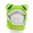 Green frog costume with white shirt underneath on a white background
