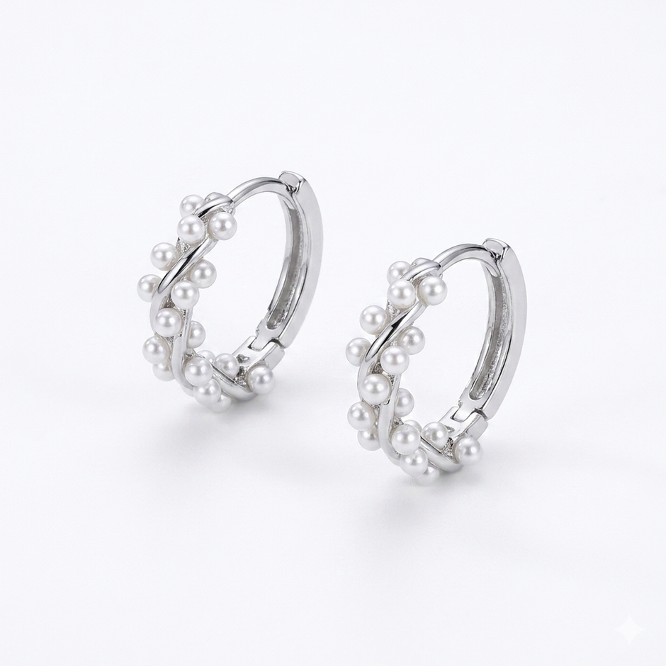 Pearl Circle Hoop Earrings
