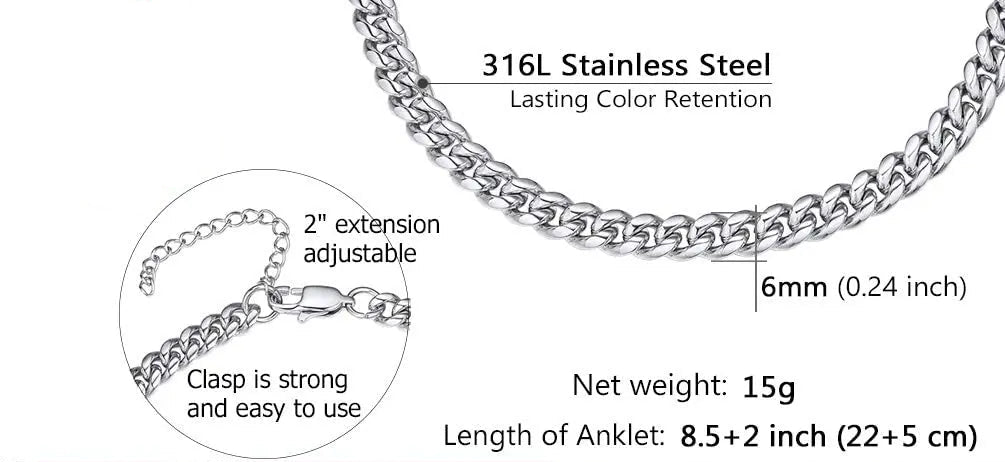 Silver chain CUBAN ANKLET