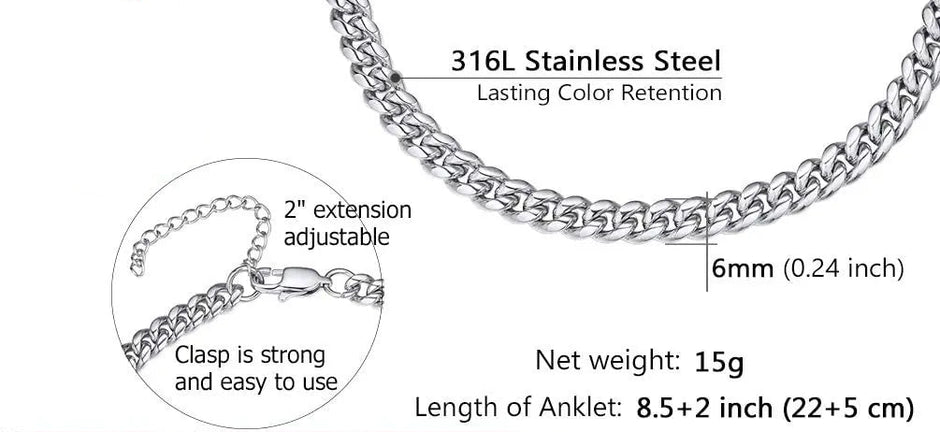 Silver chain CUBAN ANKLET
