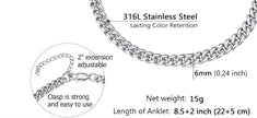 Silver chain CUBAN ANKLET