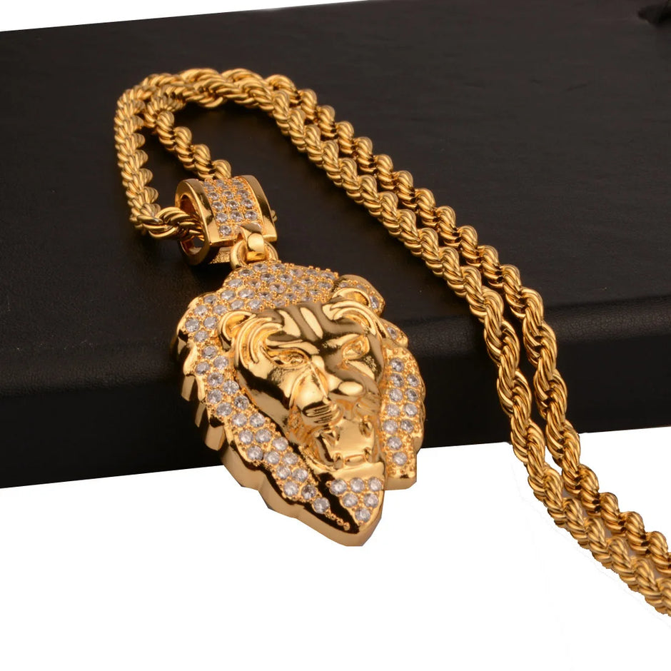 Lion King Pendant | Gold Lion Head Necklace