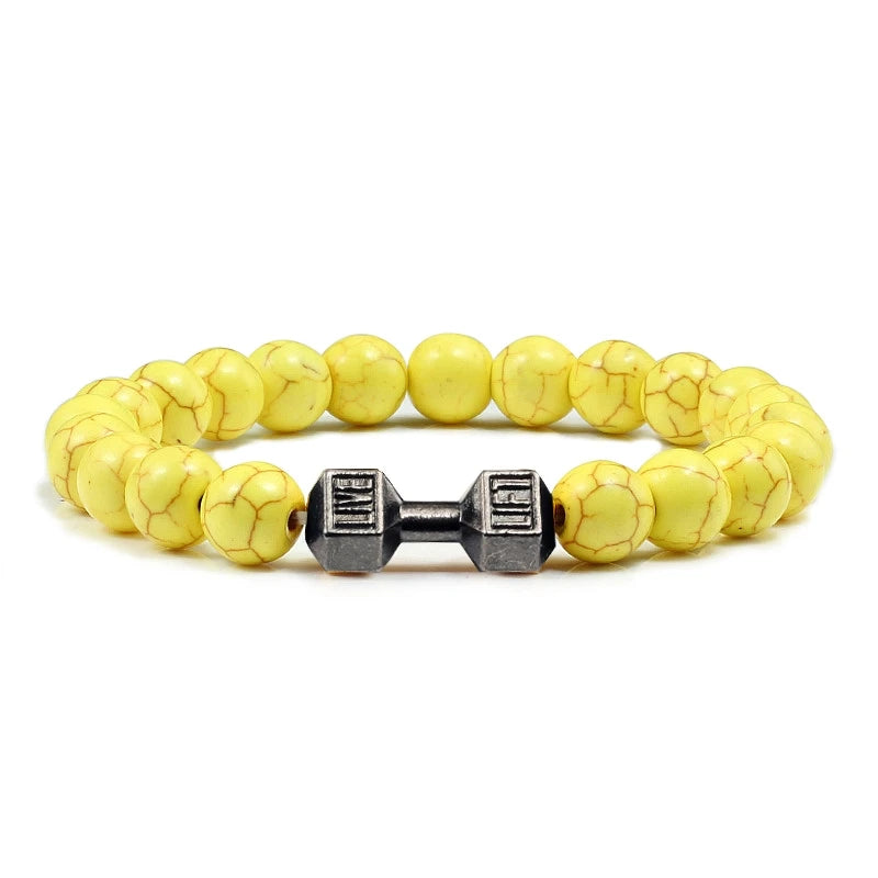 Iron Pulse – Dumbbell Beaded Bracelet