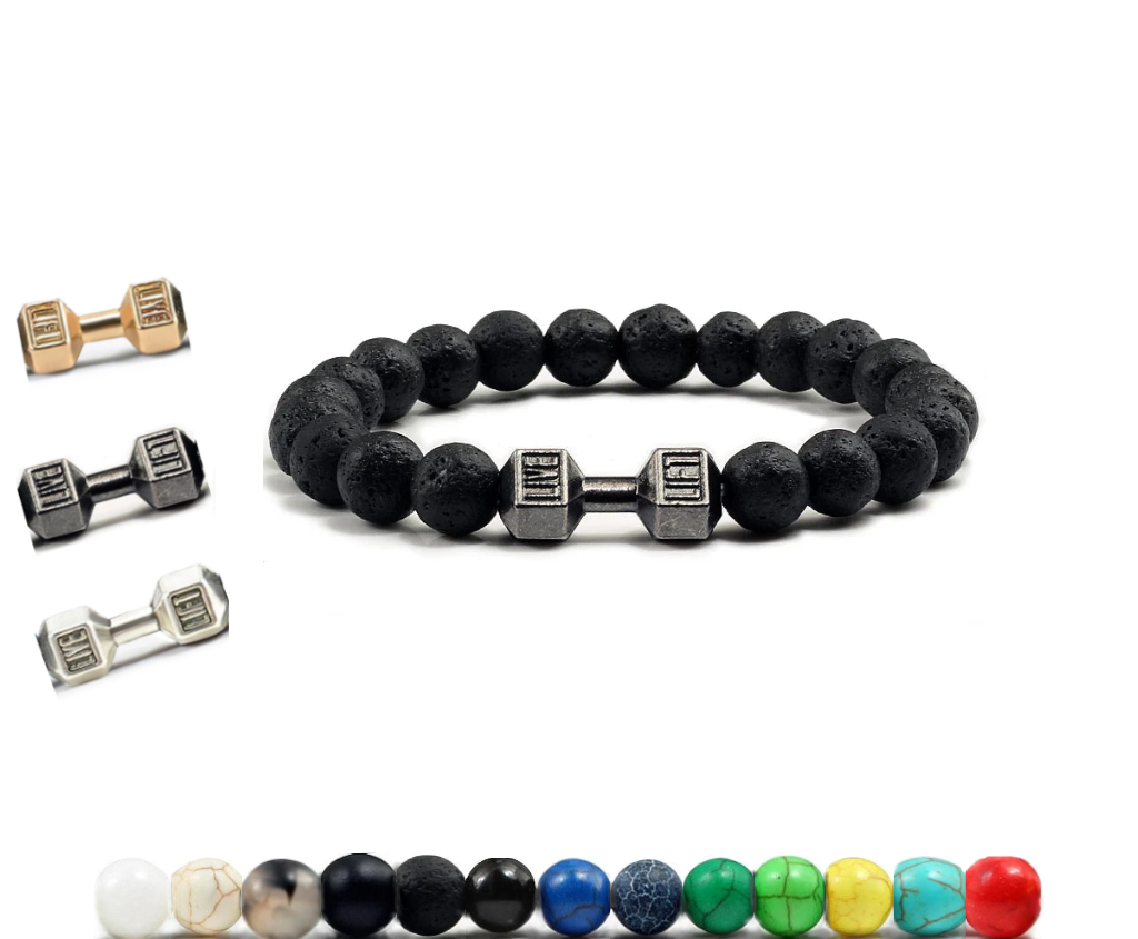 Iron Pulse – Dumbbell Beaded Bracelet