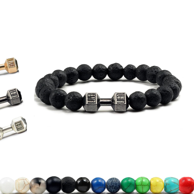 Iron Pulse – Dumbbell Beaded Bracelet
