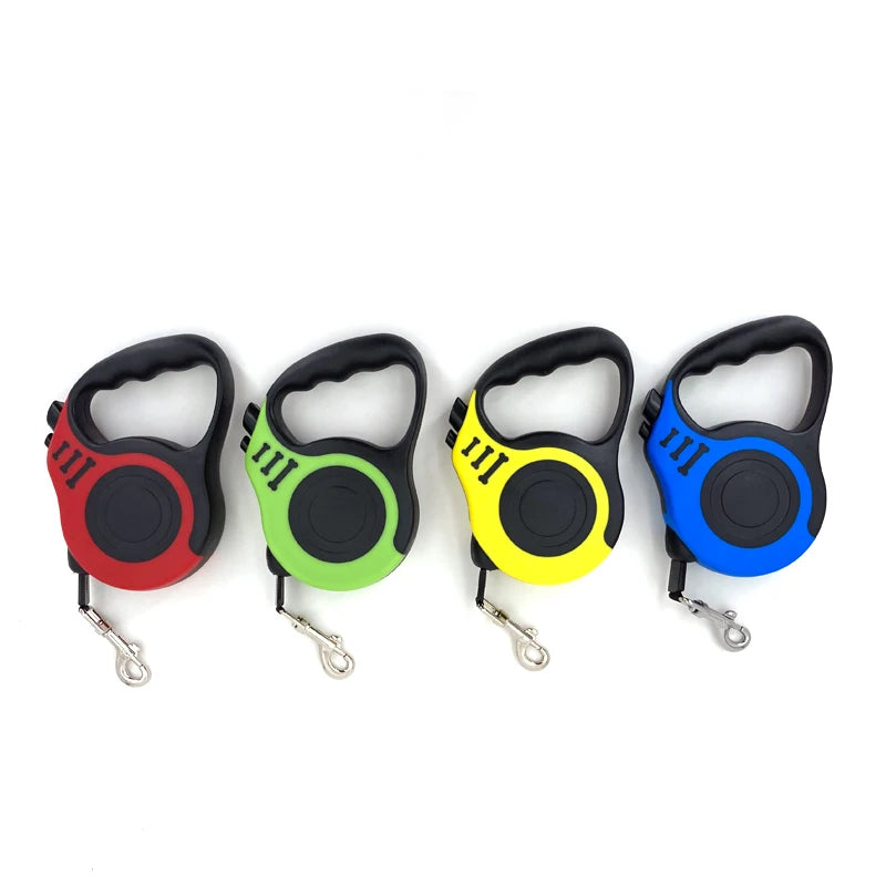 Four colorful bottle openers with retractable leashes on a white background