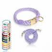 Set of colorful braided leashes with gold clasp