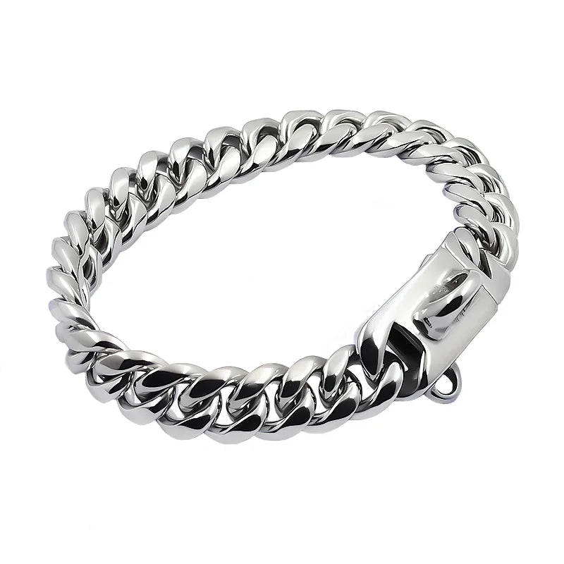 Silver chain collar on a white background