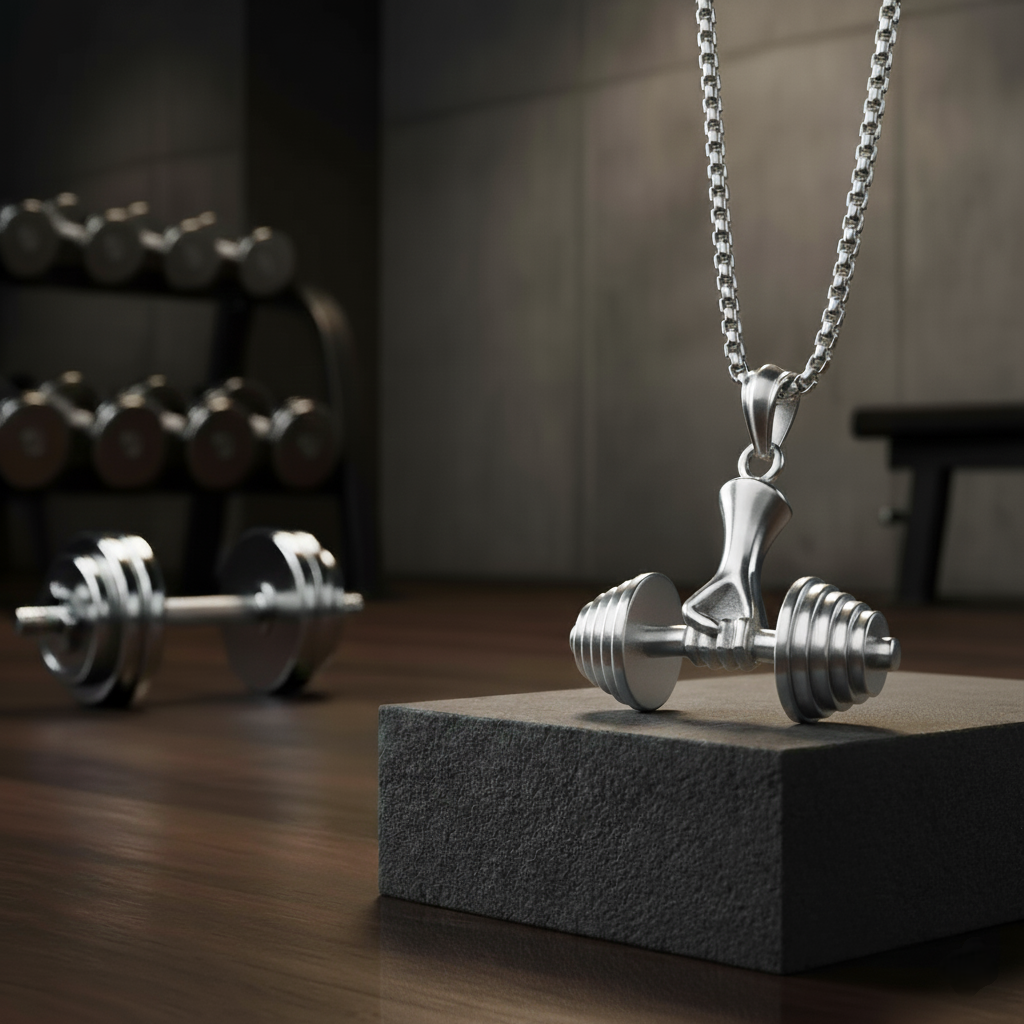 The Barbell Gripper Pendant | Dumbbell Hand Necklace