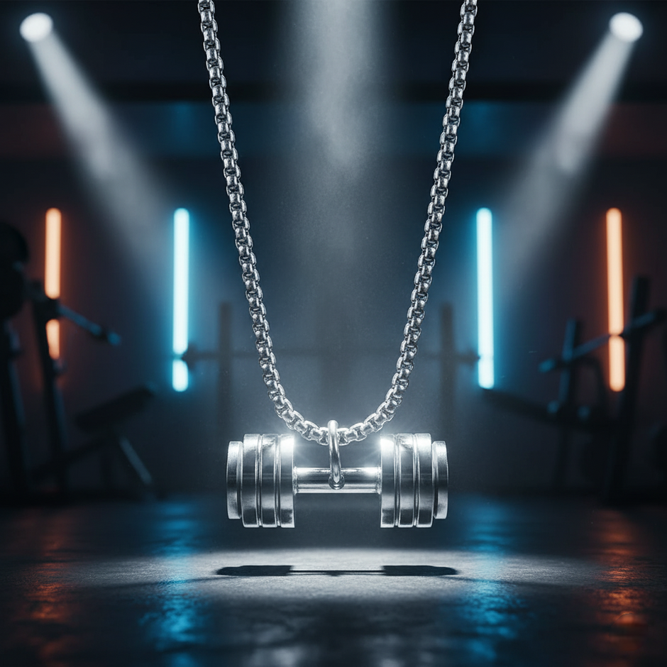 The Iron Will Dumbbell Pendant | Minimalist Gym Necklace