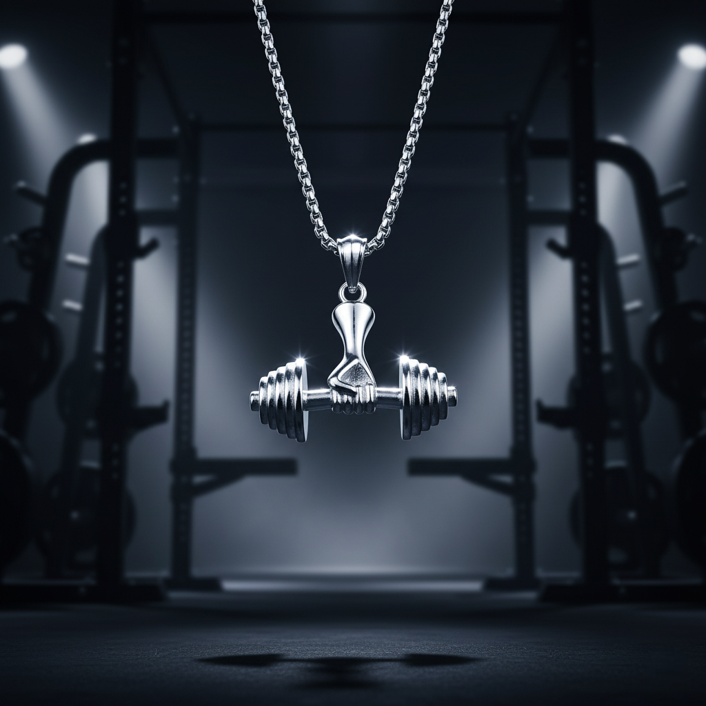 The Barbell Gripper Pendant | Dumbbell Hand Necklace