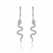  Pair of silver-Serpent Spark Dangle Earrings featuring pavé-set rhinestones. 