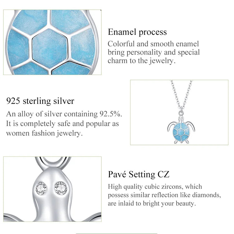 Jewelry product description with enamel process, 925 sterling silver, and Pavé Setting CZ features.