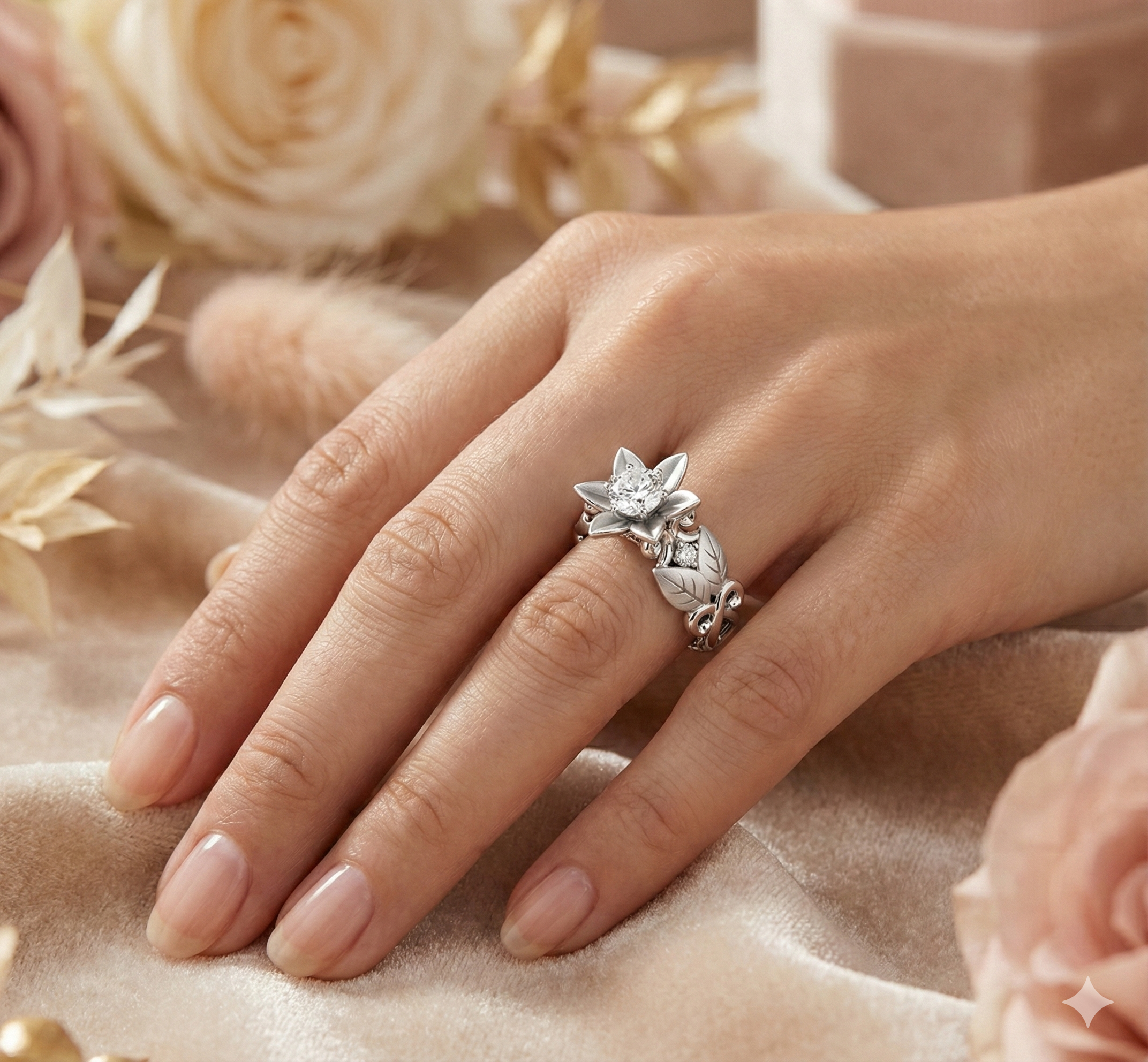 Vera Proposal Ring | Floral Sterling Silver Engagement Ring with AAAAA CZ