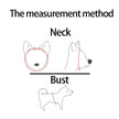 Diagram showing the measurement method for a dog's neck and bust with a line drawing of a dog.