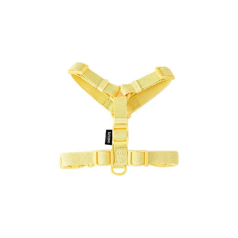 Yellow dog harness on a white background