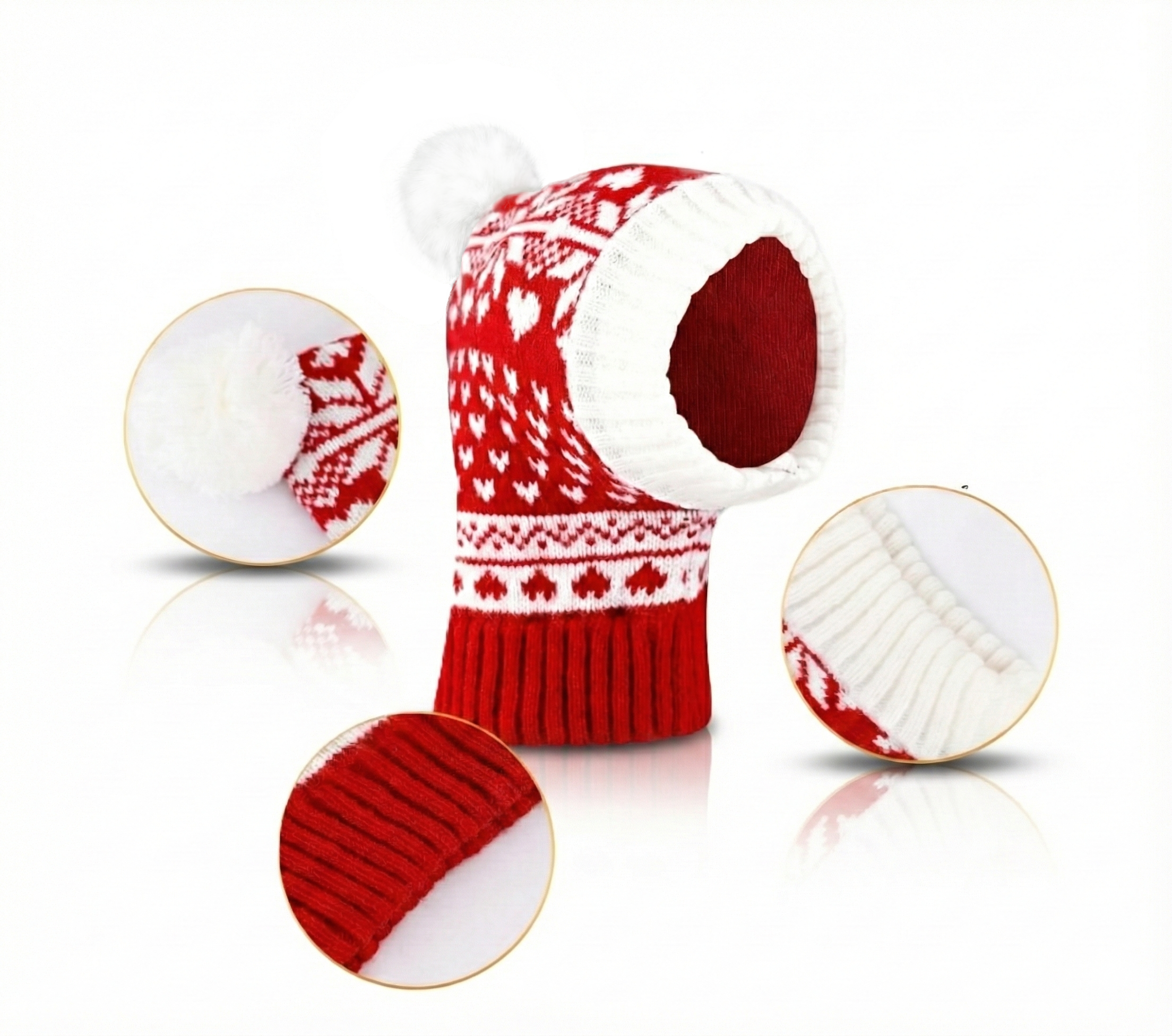 Red and White Christmas Dog Hat with Ear Flaps 