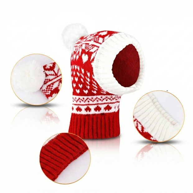 Red and White Christmas Dog Hat with Ear Flaps 