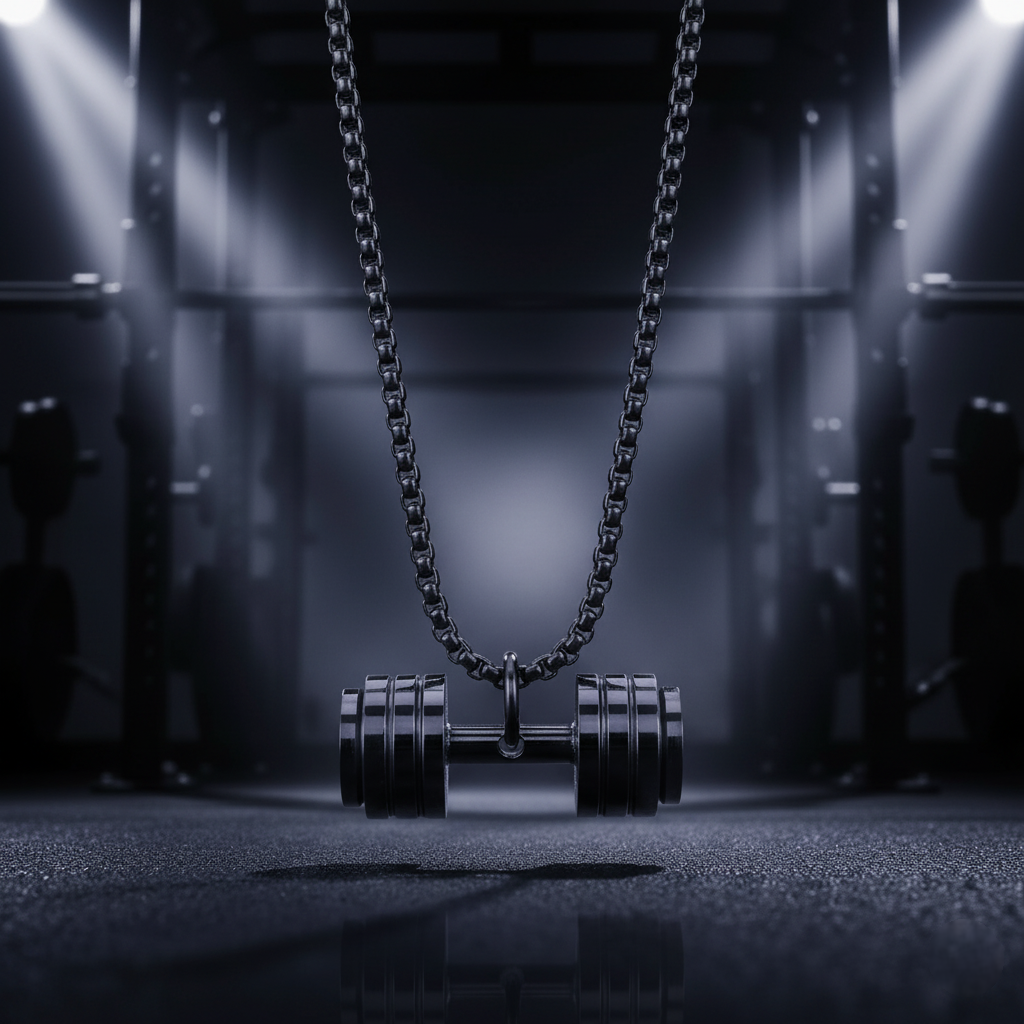 The Iron Will Dumbbell Pendant | Minimalist Gym Necklace