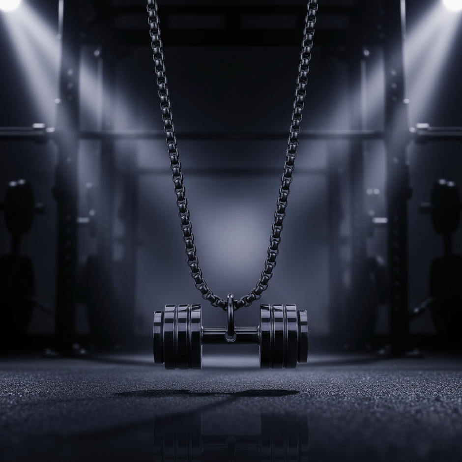 The Iron Will Dumbbell Pendant | Minimalist Gym Necklace