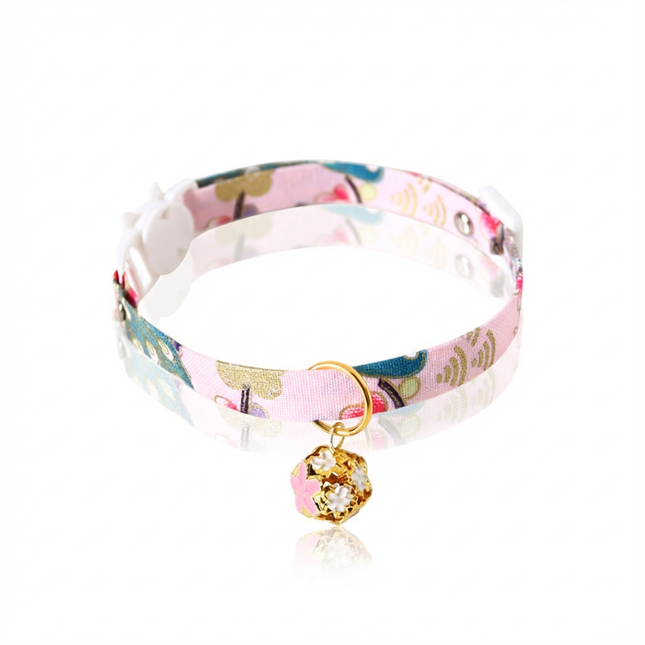 Floral-patterned choker with a gold charm on a white background