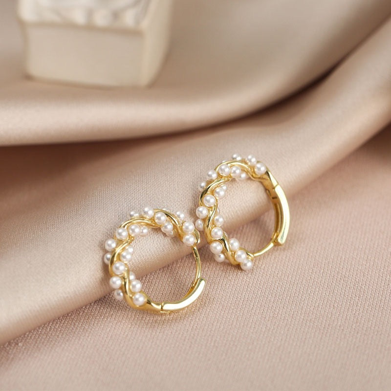Pearl Circle Hoop Earrings