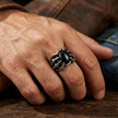 Bold black onyx dragon claw ring for men - aggressive statement ring design
