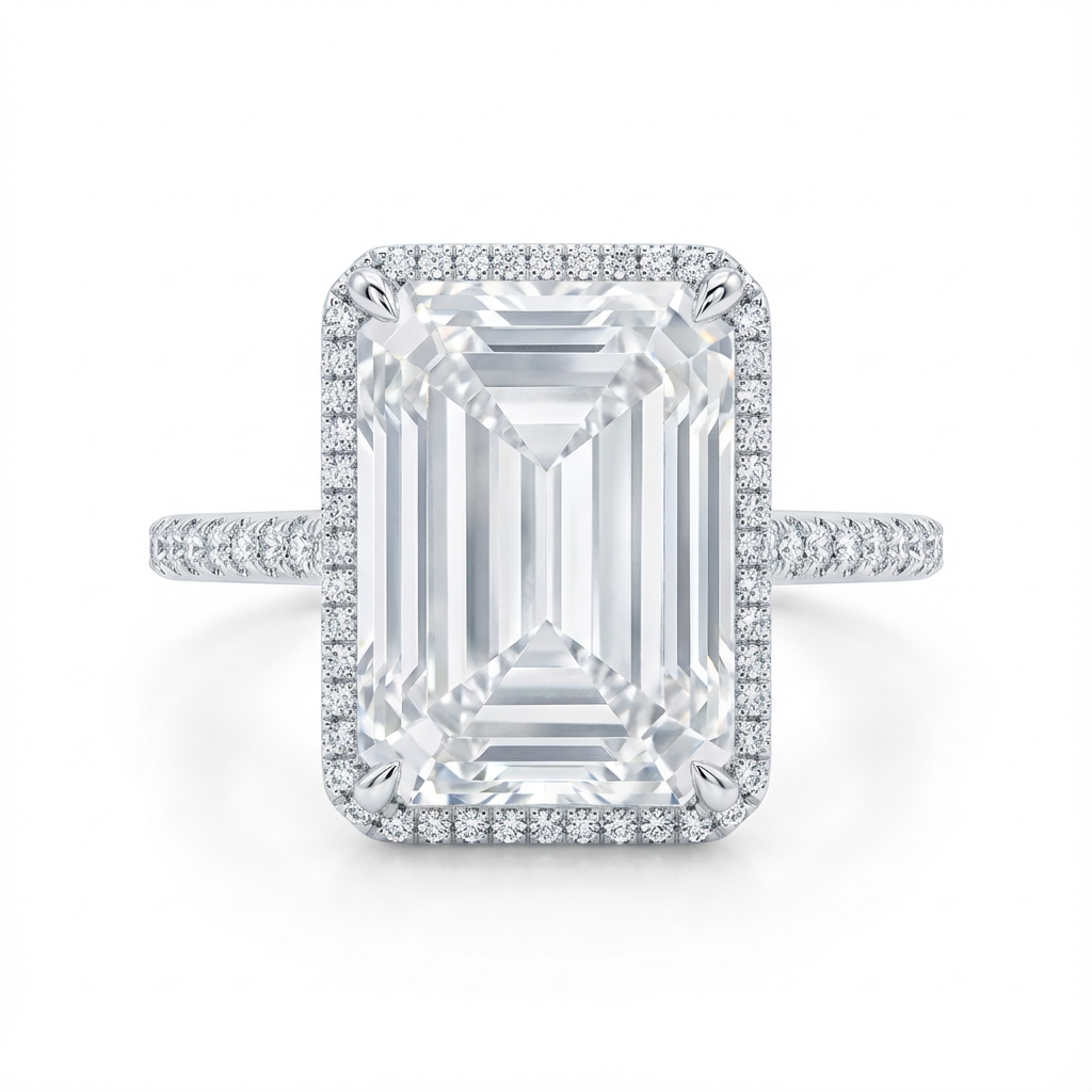 MONOLITH RING - White gold hexagonal pavé statement ring with 52 zircon stones