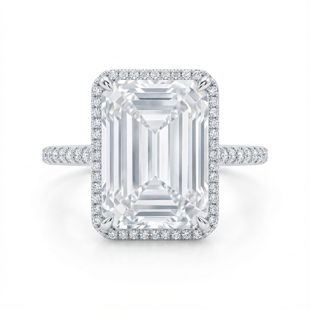 MONOLITH RING - White gold hexagonal pavé statement ring with 52 zircon stones