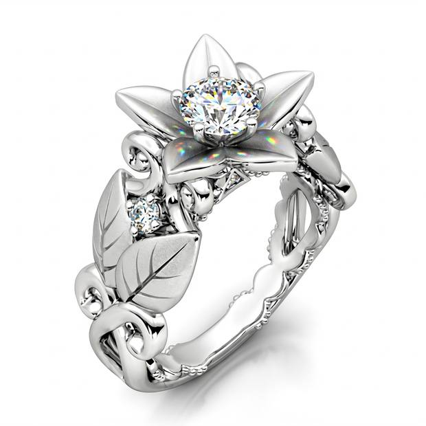 Vera Proposal Ring | Floral Sterling Silver Engagement Ring with AAAAA CZ