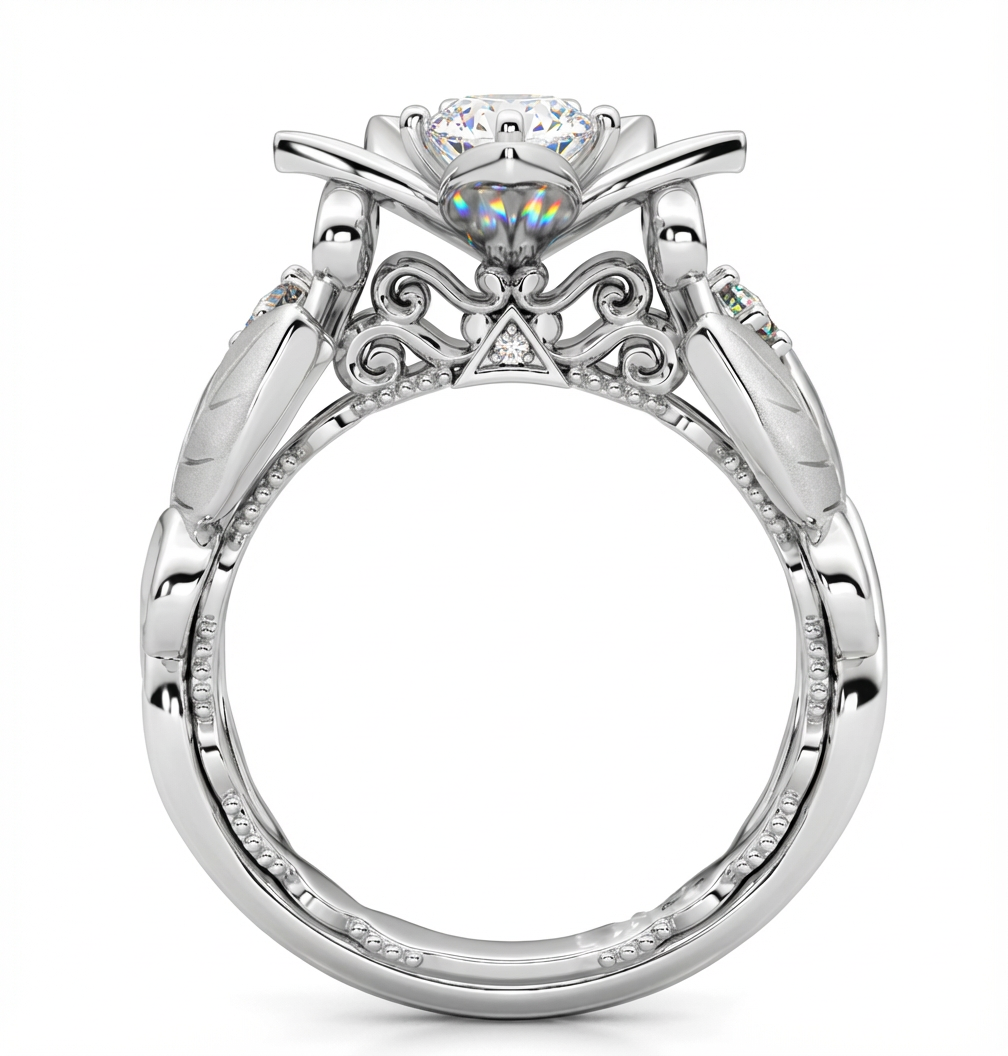 Vera Proposal Ring | Floral Sterling Silver Engagement Ring with AAAAA CZ