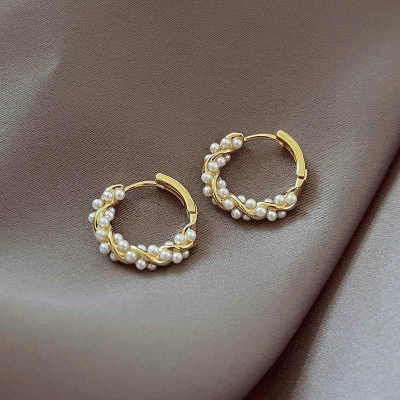 Pearl Circle Hoop Earrings