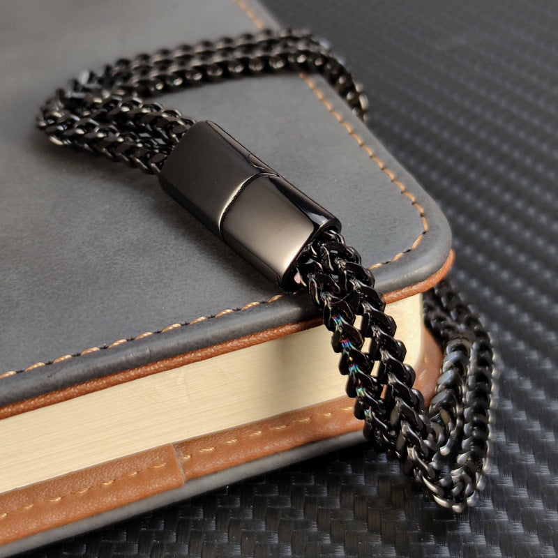 Black finish Magnetic Men's Bracelet with stainless steel magnetic clasp. Bold, edgy, perfect for daily wear. 20.5cm length.