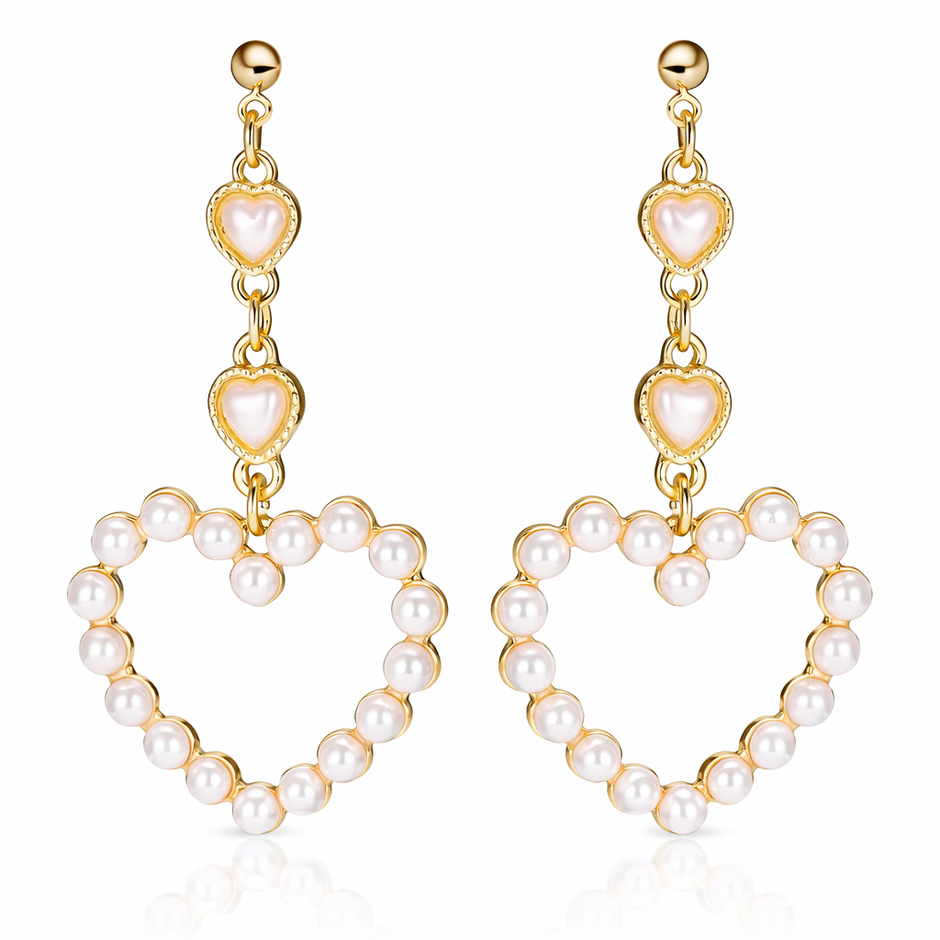 Pearl Heart Drop Earrings