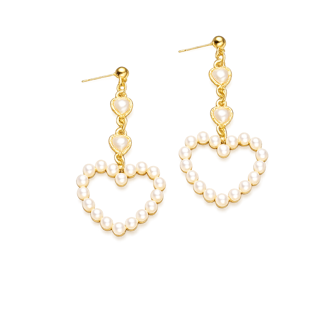 Pearl Heart Drop Earrings