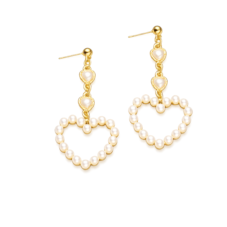 Pearl Heart Drop Earrings