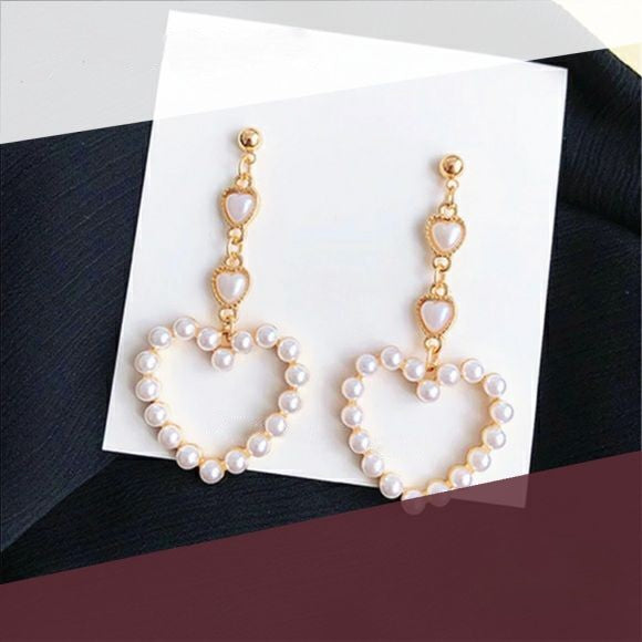 Pearl Heart Drop Earrings