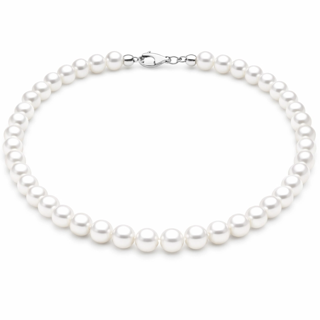 Pearl necklace on a white background