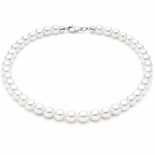 Pearl necklace on a white background