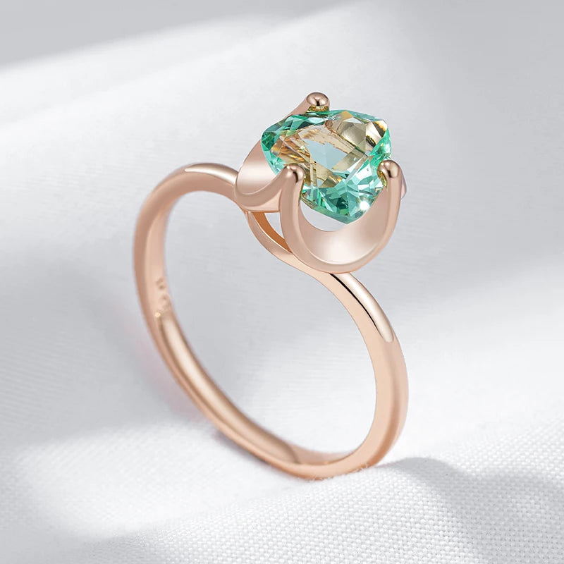 The Verdant Heart Solitaire | Green Zircon Rose Gold Ring