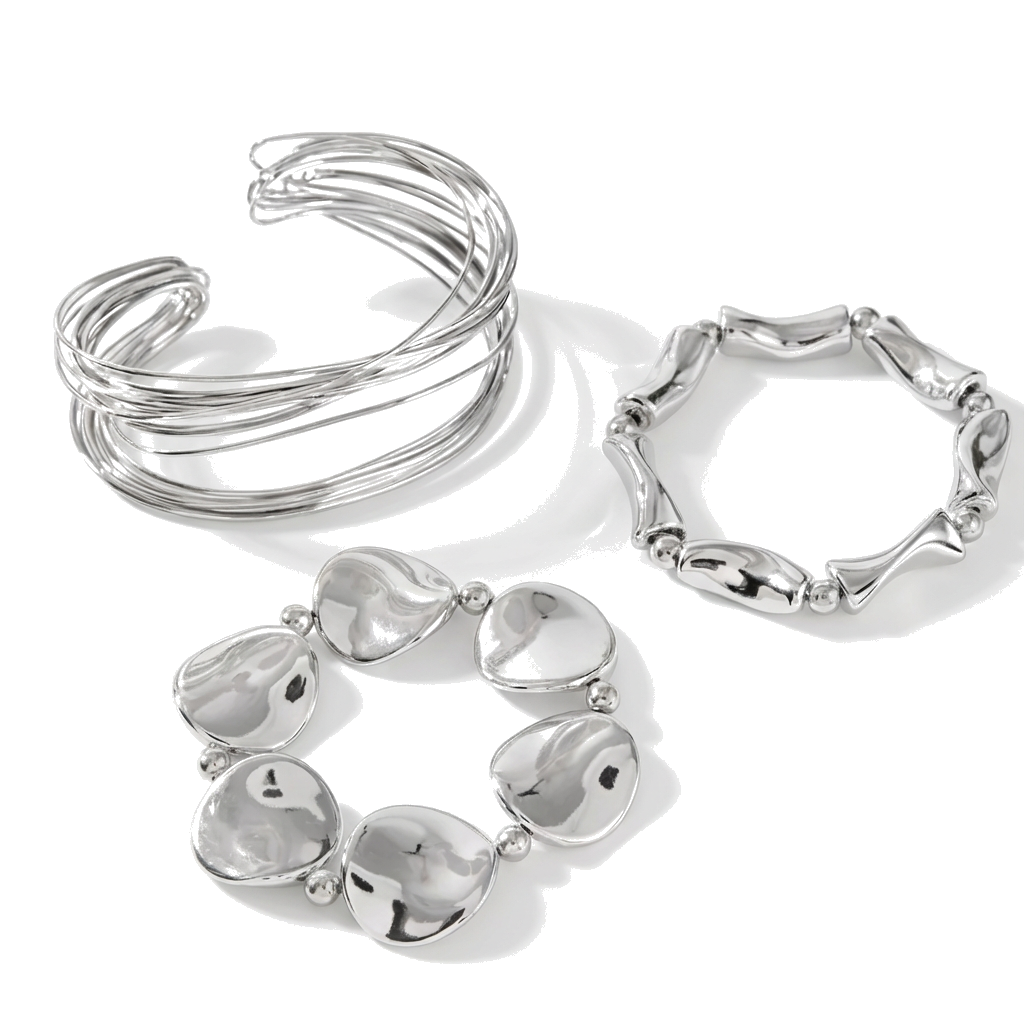 Sculpted Liquid Silver Trio ✨